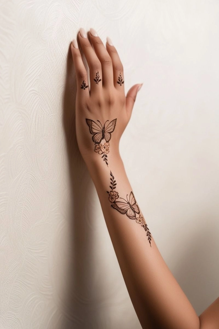 butterfly mehndi design photo