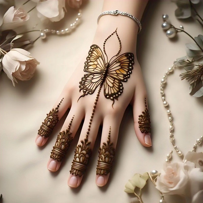 butterfly mehndi design simple