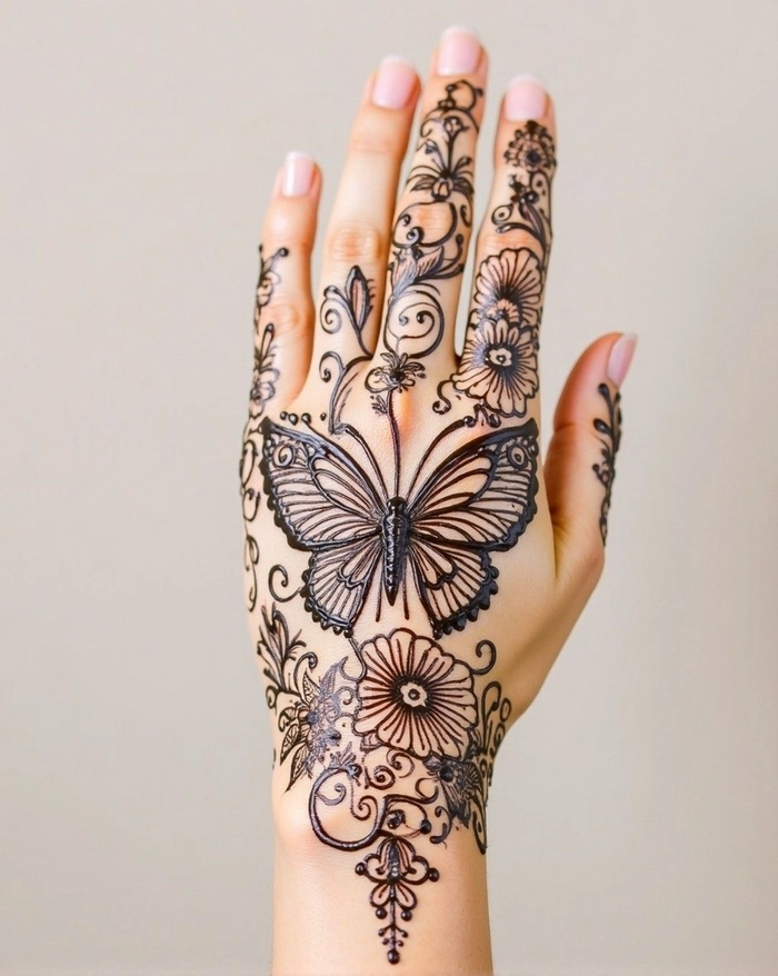 butterfly mehndi design tattoo