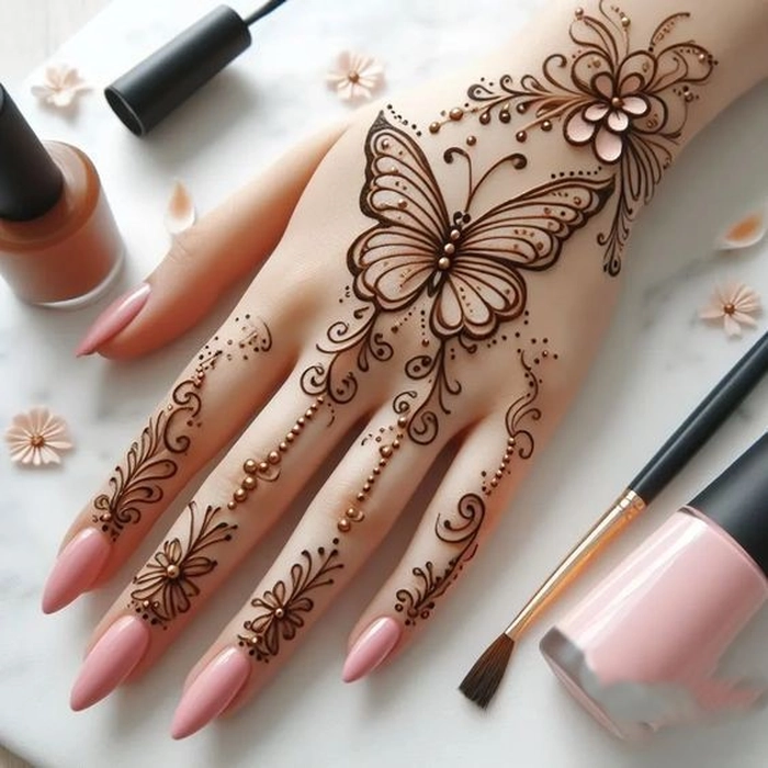 butterfly mehndi design