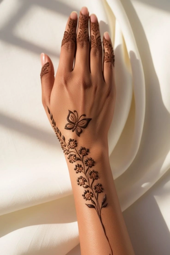 butterfly mehndi stylish simple tattoo mehndi design