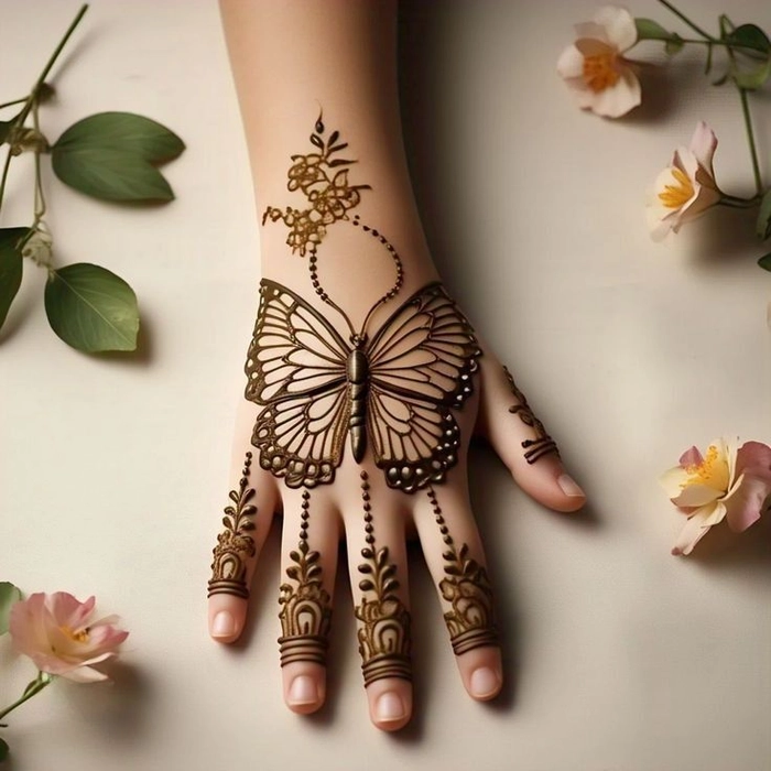 butterfly mehndi tattoo designs for wrist