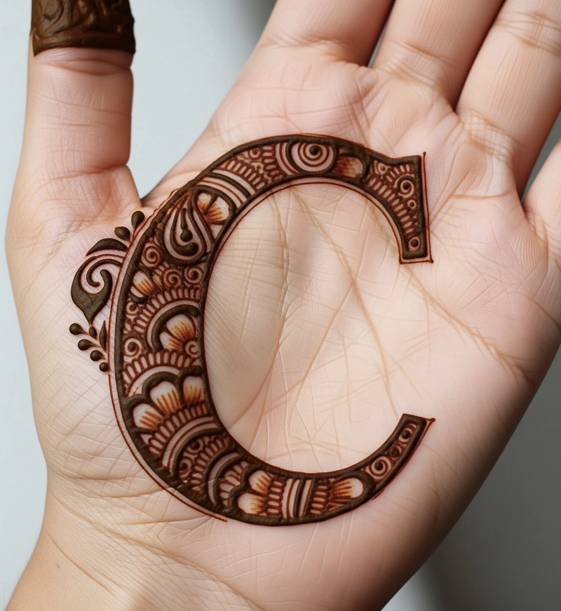 c alphabet mehndi design