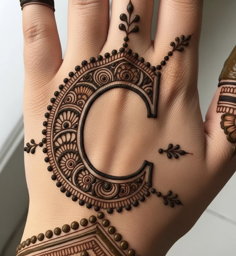 c letter mehndi design simple