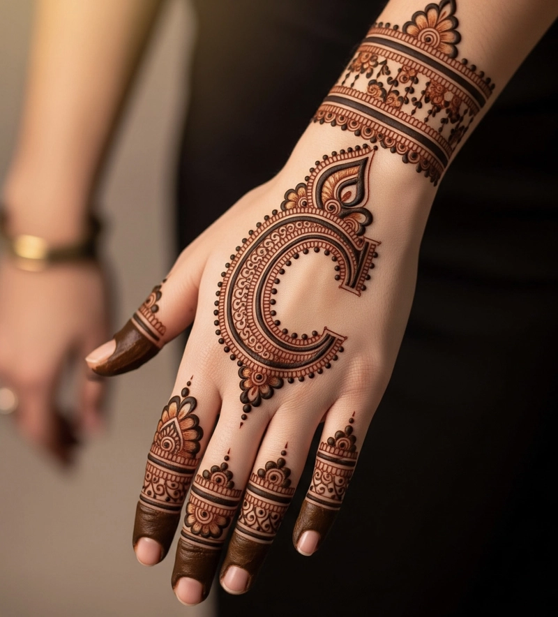 c name letter mehndi design pic