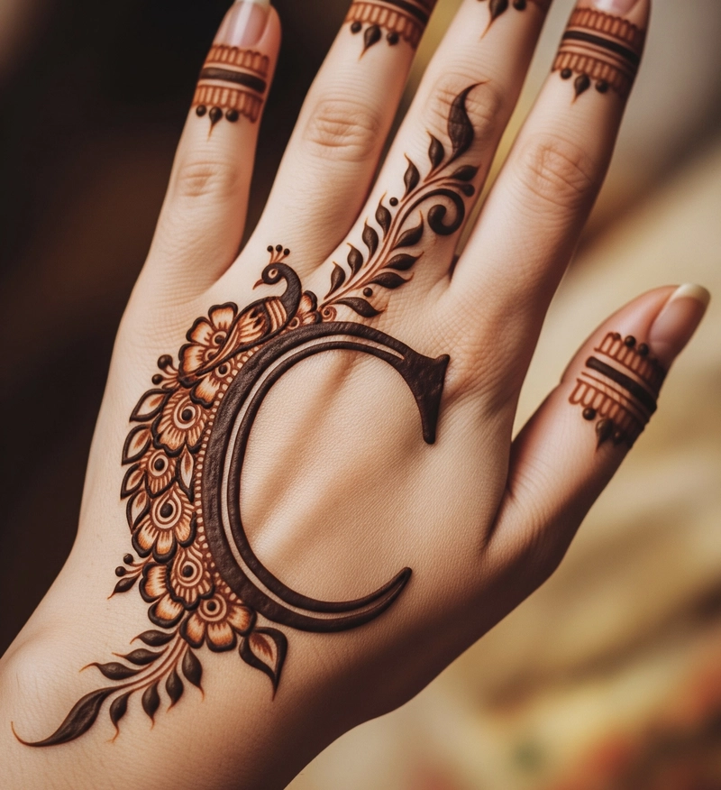 c name letter mehndi design