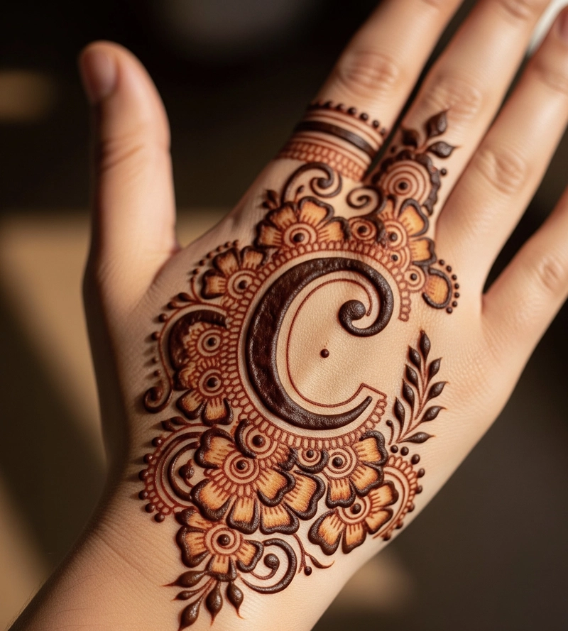 c name mehndi design back hand pic