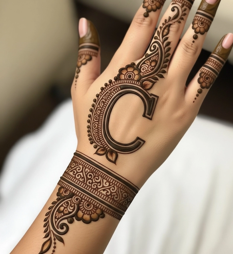 c name pic letter mehndi design