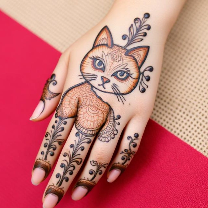 cat mehndi design for babycat