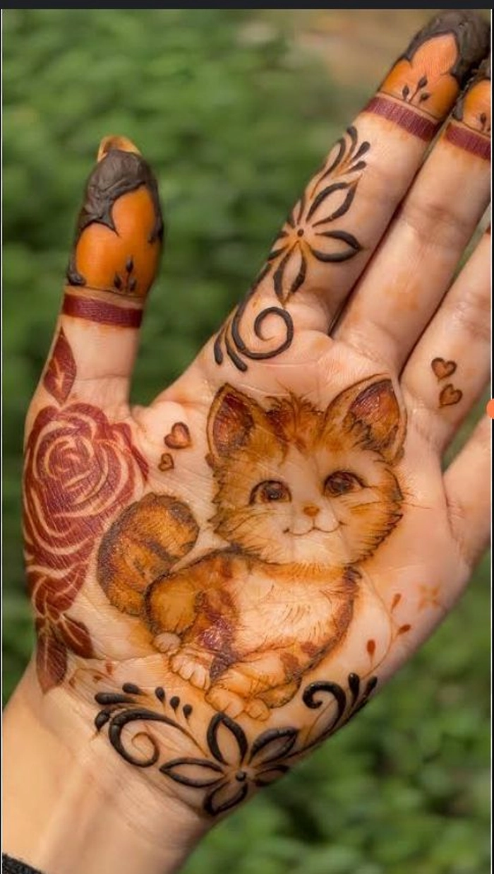 cat mehndi designs