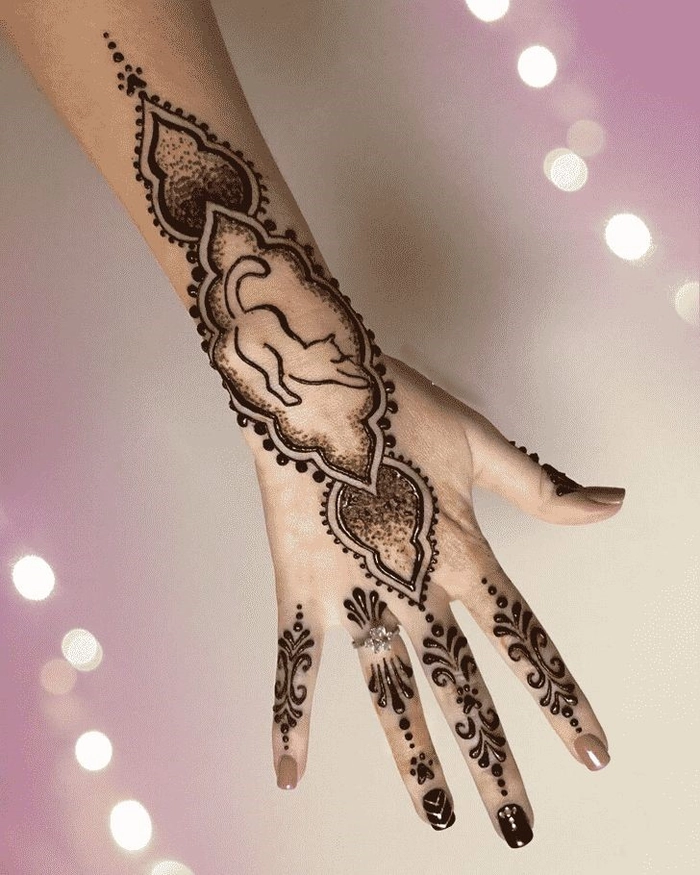 cat mehndi tattoo