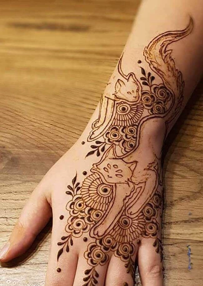 cat paw mehndi design