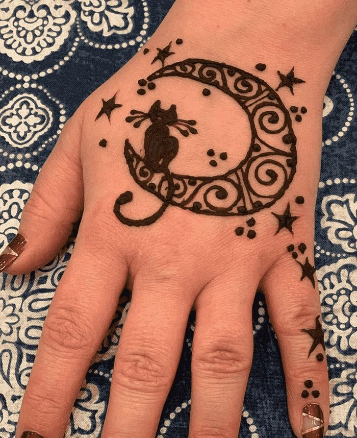 cat tattoo mehndi design