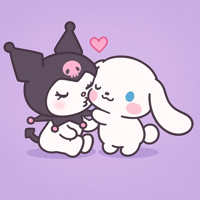 cinnamoroll and kuromi pfp kiss