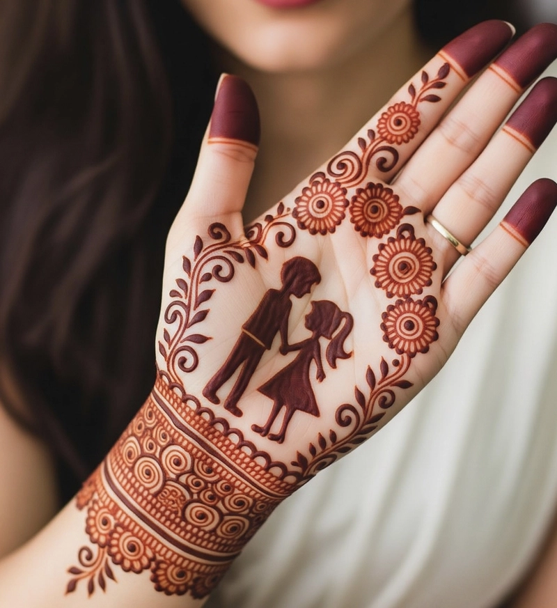couple holding hands mehendi