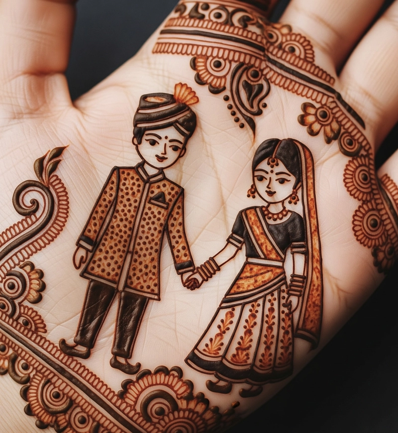 couple ring mehndi design