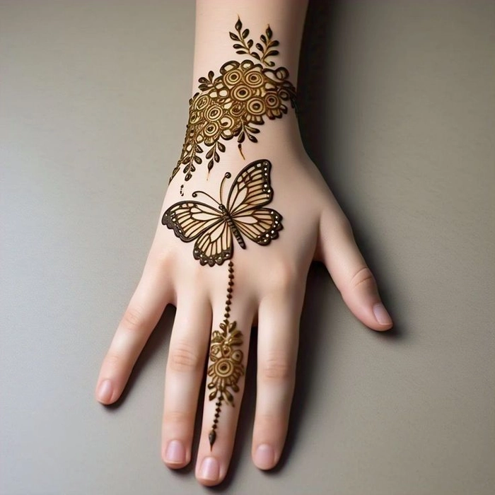 cute butterfly mehndi design