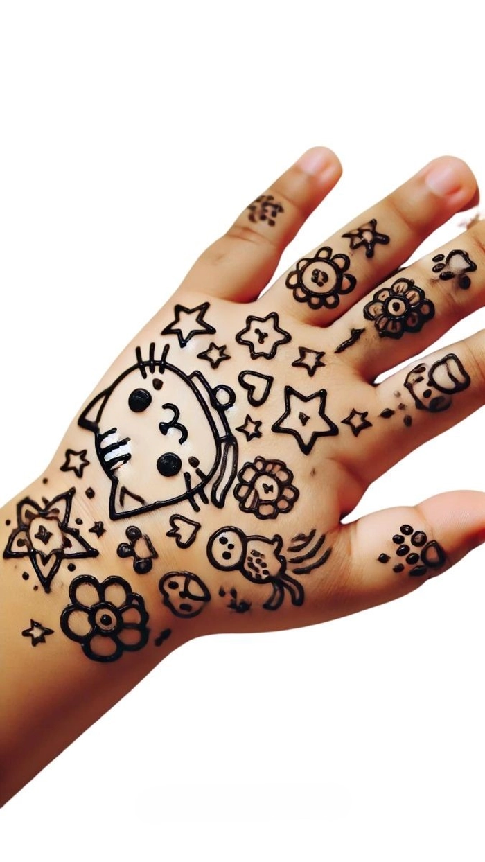 cute cat mehndi design simple