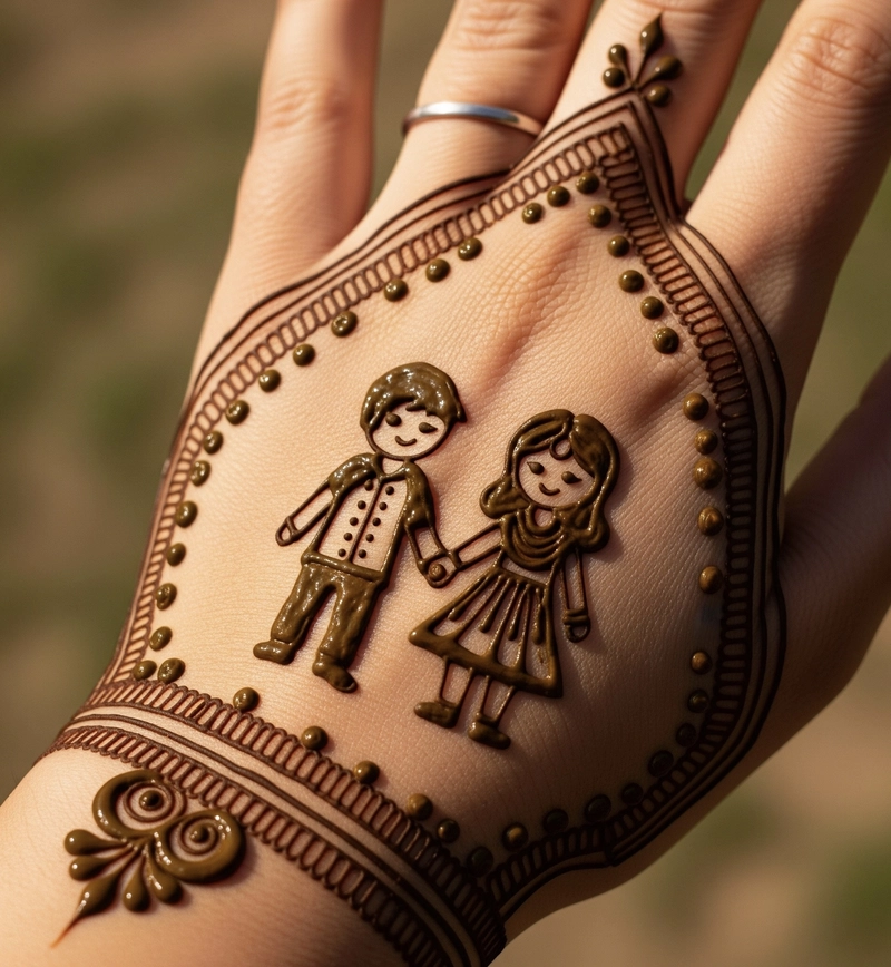 cute couple mehndi design