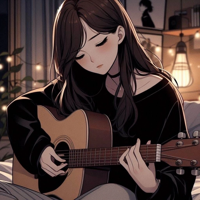 cute girl dp with guitar