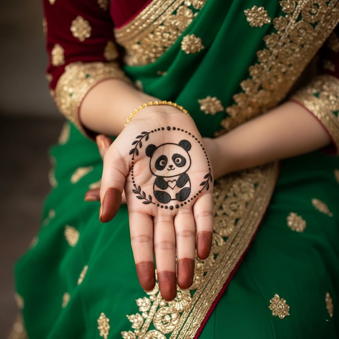 cute panda mehndi design simple