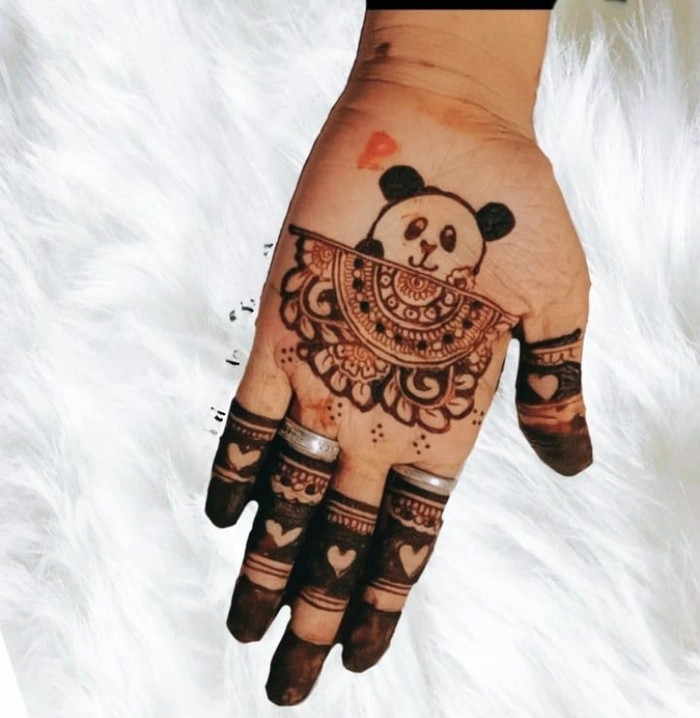 cute panda mehndi design