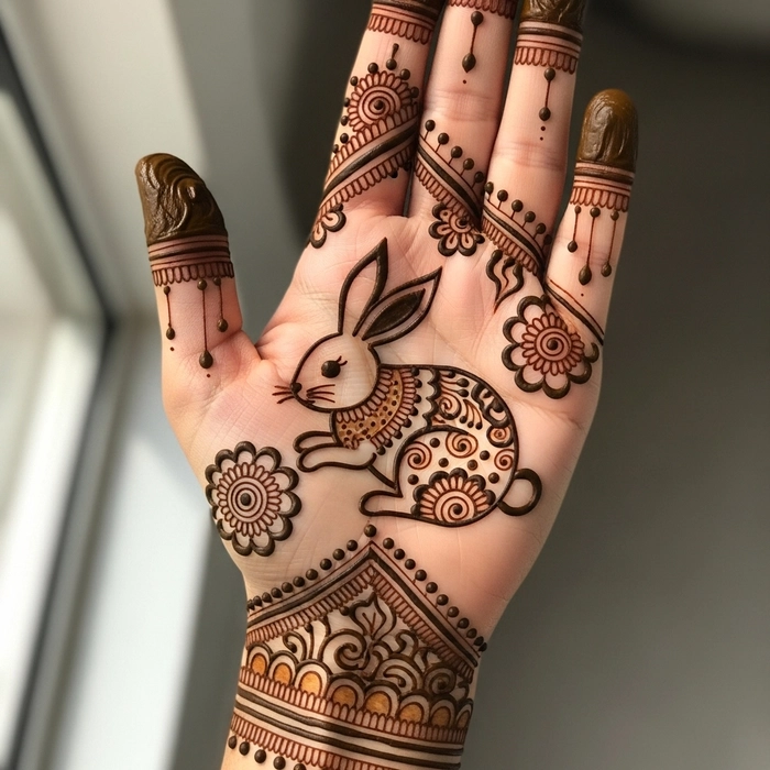 cute rabbit mehndi designs