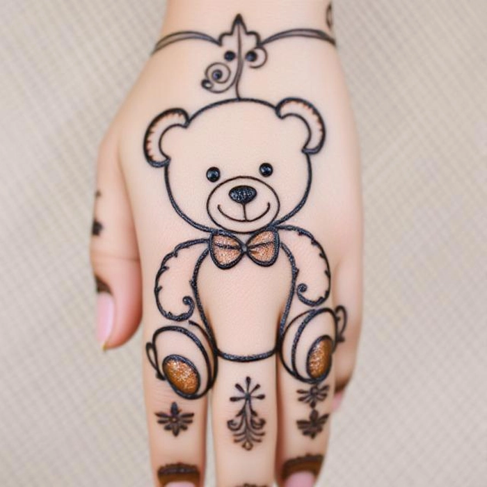 cute teddy teddy bear mehndi design