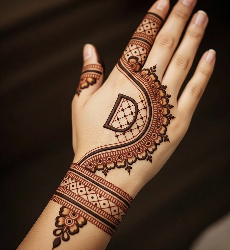 d letter mehndi designs for hands