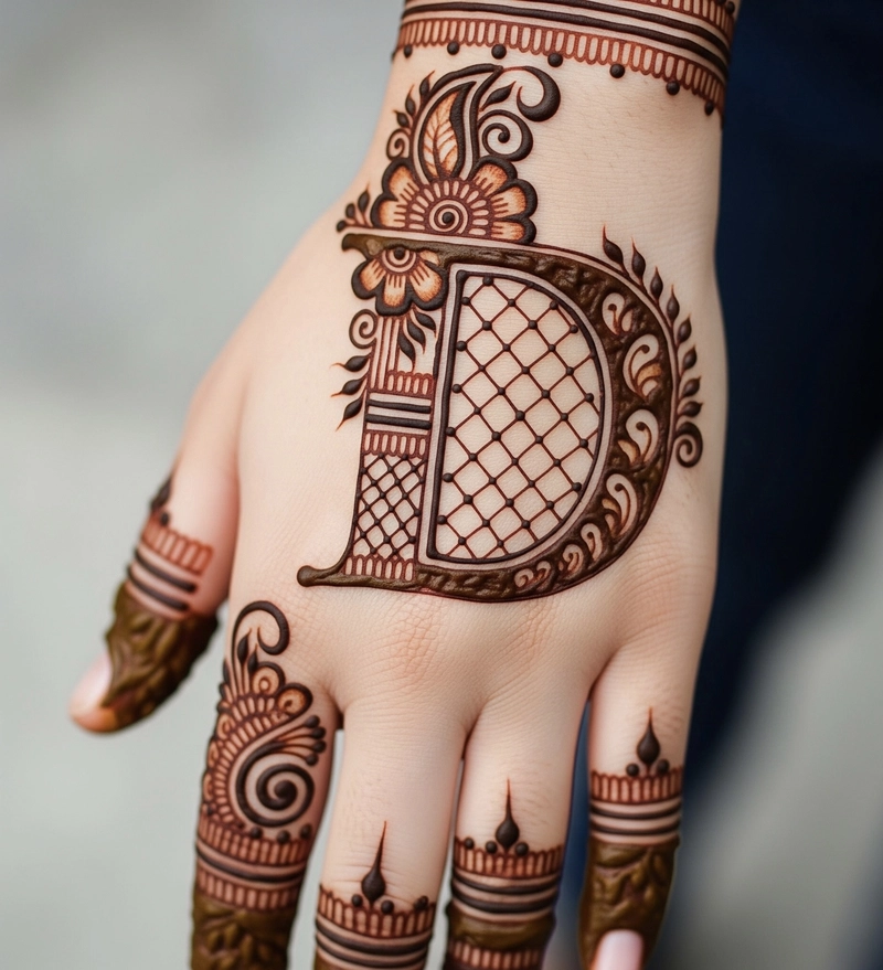 d name letter mehndi design