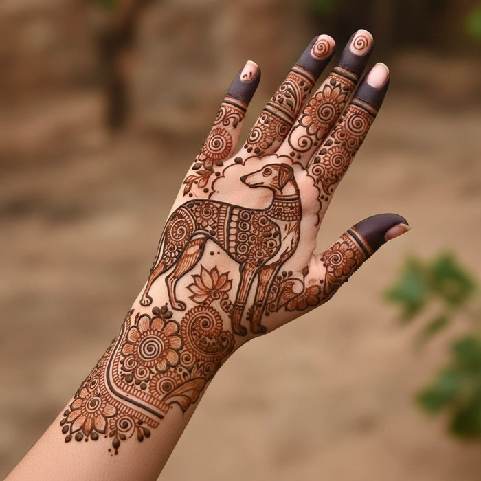 dog design in mehndi