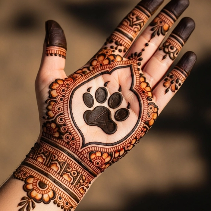 dog feet mehndi design