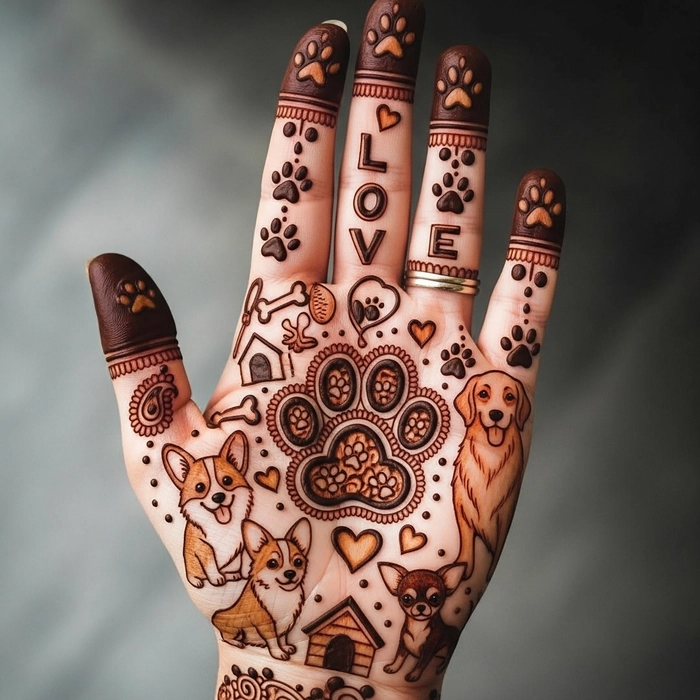 dog leg mehndi design