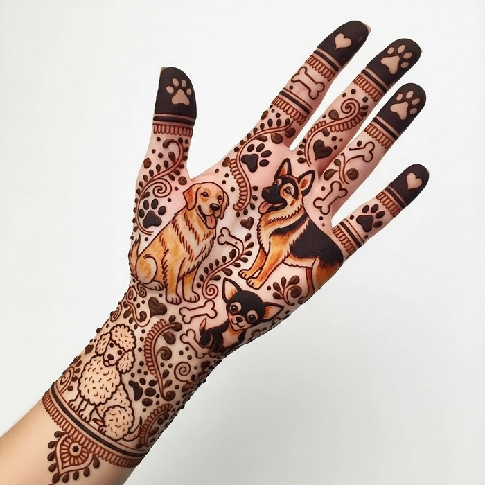 dog leg mehndi designs