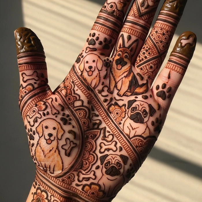 dog lover mehndi design