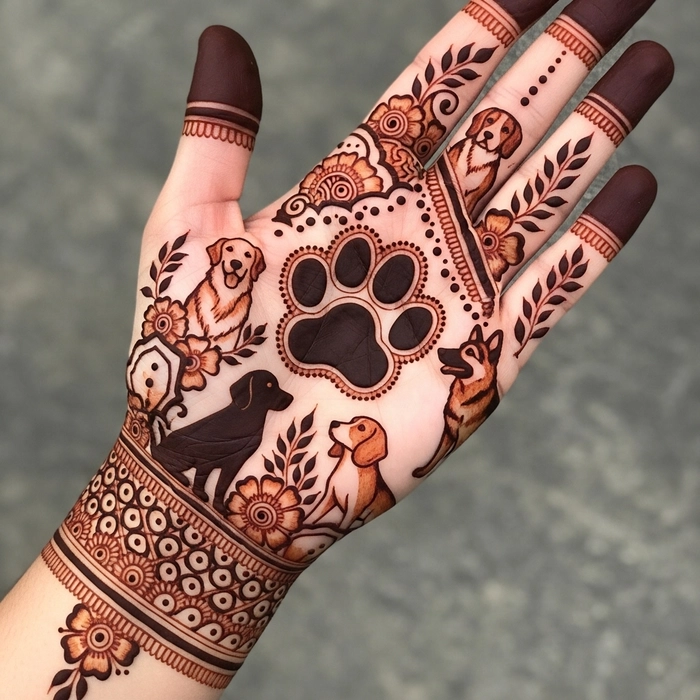 dog lover mehndi designs
