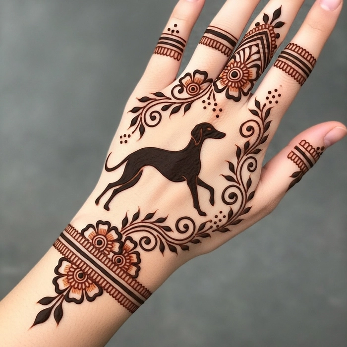 dog mehndi design arabic