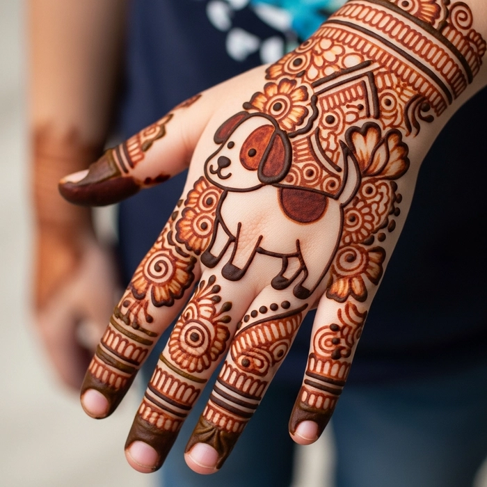 dog mehndi design for kids