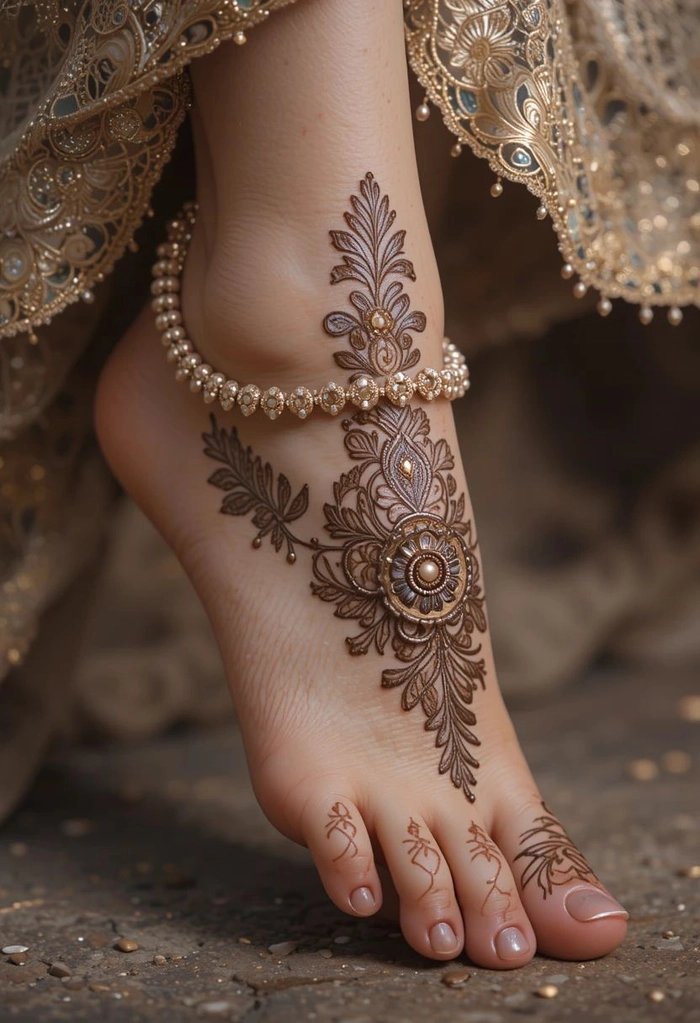 dulhan mehndi design pair ka photo simple and beautiful