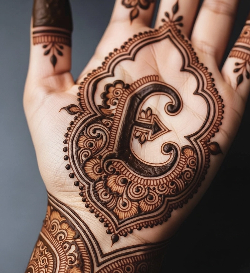 e mehndi design front hand
