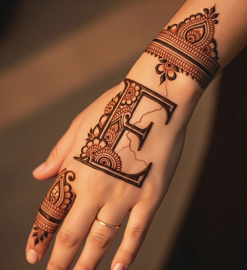 e name mehndi design photo