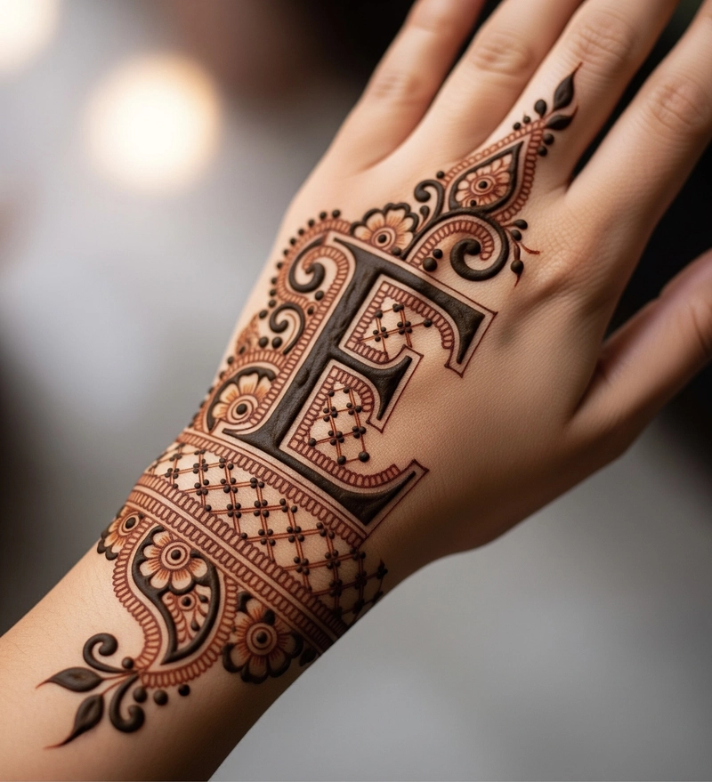 e name mehndi design simple images