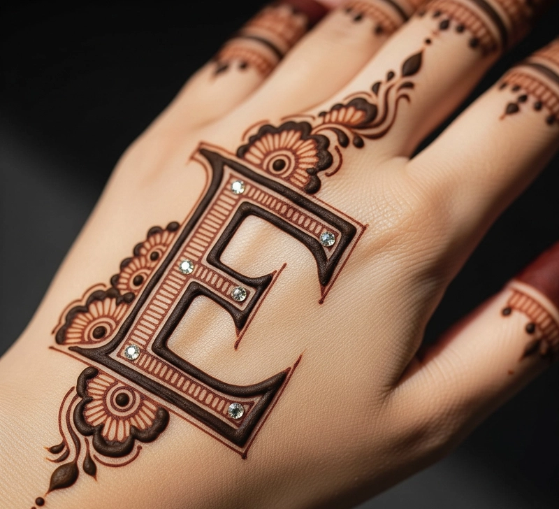 e name mehndi design simple photo