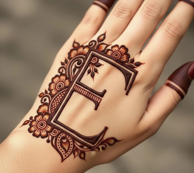 e name mehndi design simple pic