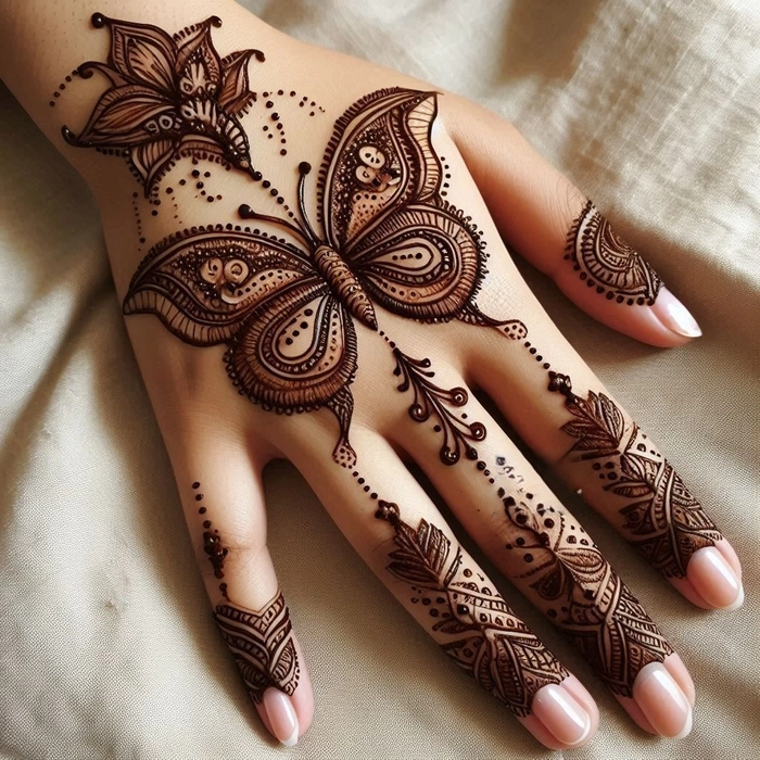 easy butterfly mehndi design