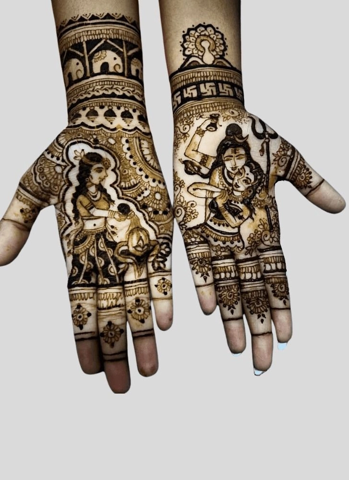easy mahadev mehndi design