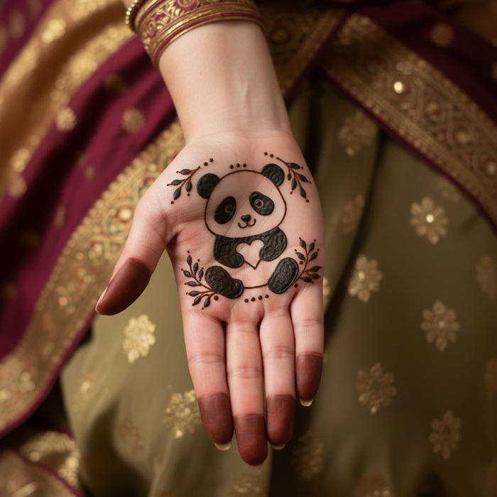 easy panda mehndi design