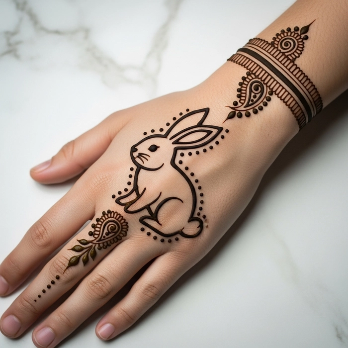 easy rabbit mehndi design