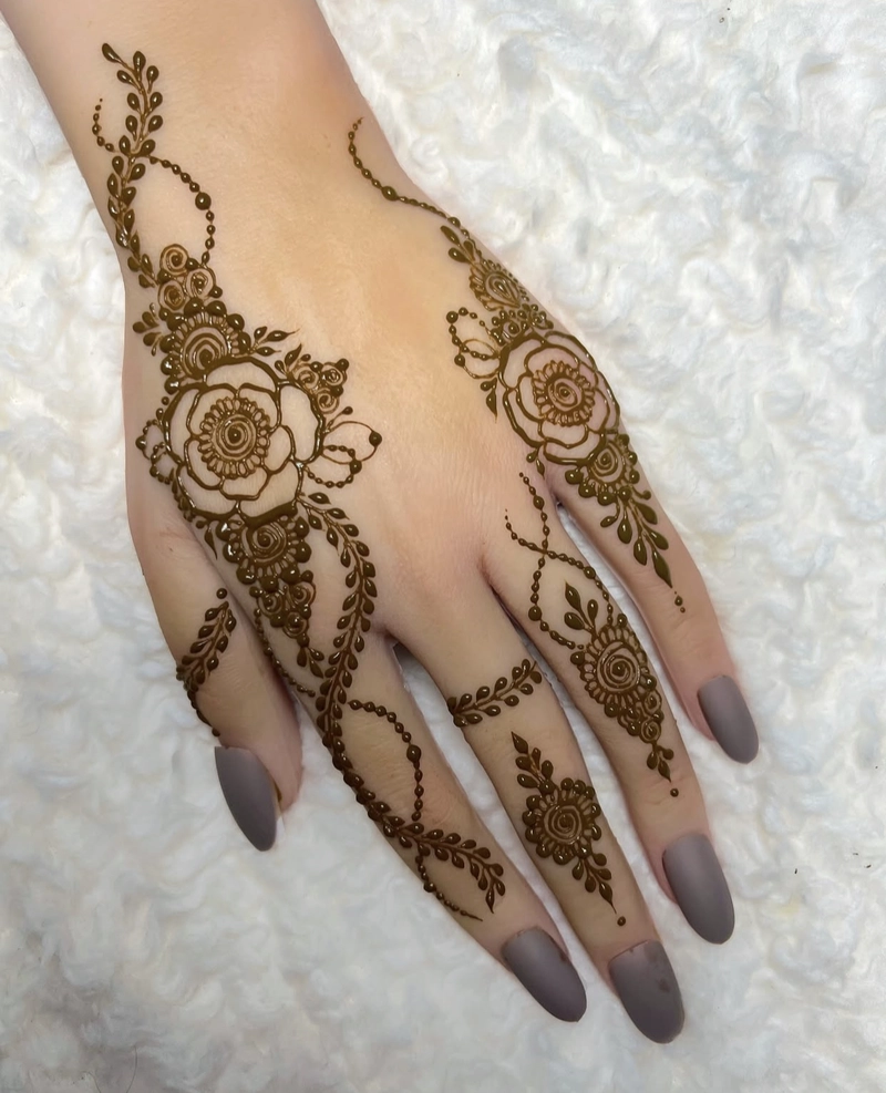 easy rose flower mehndi design
