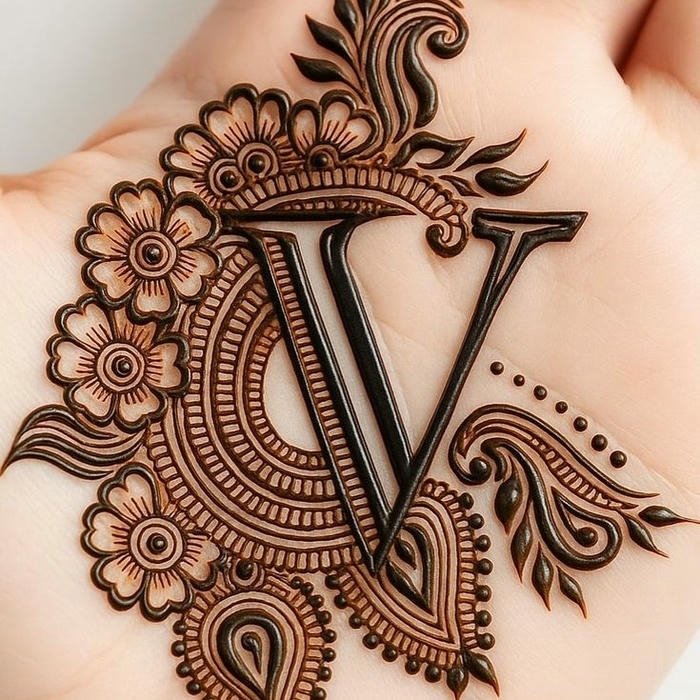 elegant V Mehndi Design
